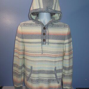 Men Faherty Hoodie Cove Sweater Poncho Knitted Striped Sierra Paradise Small
